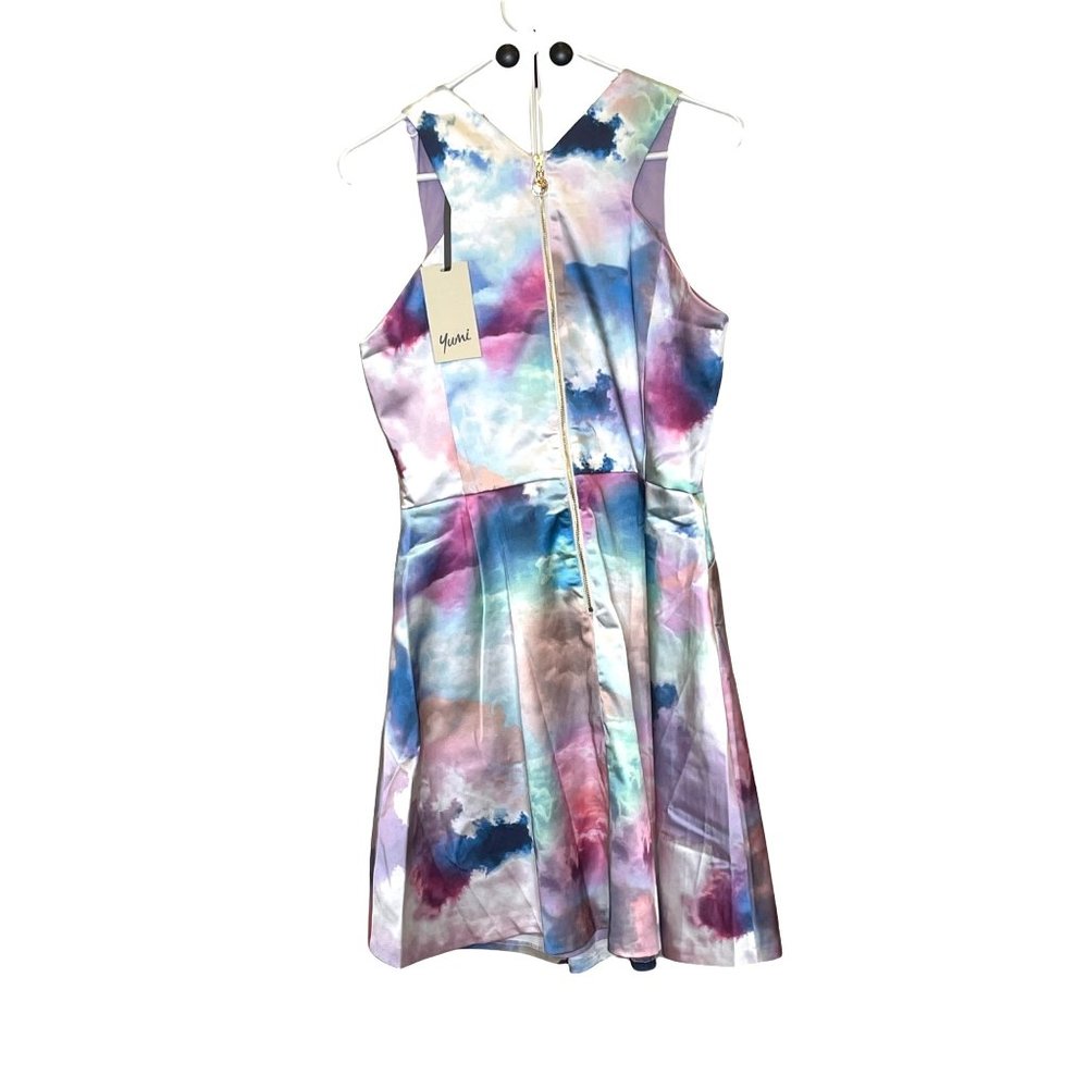 YUMI MULTI COLORED SWEETHEART PLEATED PROM DRESS WITH POCKETS US L 8 / 10 - Picture 7 of 16
